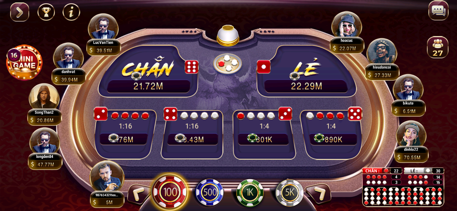 Ảnh chụp màn hình ứng dụng Sicbo Game - Bảng cược Sicbo